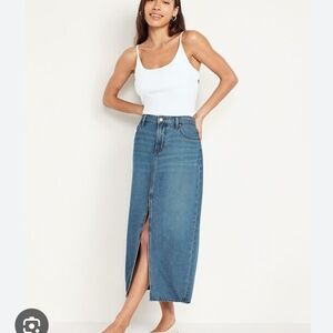 NWT Old Navy Blue Denim Mid Rise Maxi Skirt